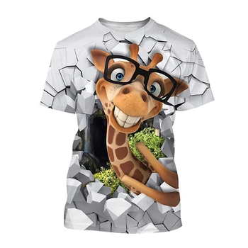 Летние Футболки с жирафом, животными, Альпака, уличная одежда с 3D принтом, Мужская, Женская Повседневная модная футболка большого размера, детские футболки, топы, одежда