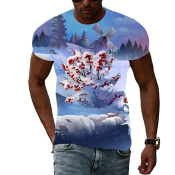 Рождественская елка, Повседневная модная футболка в стиле Хип-хоп с 3D Принтом, Забавная футболка с коротким рукавом и круглым вырезом, Летняя мужская футболка