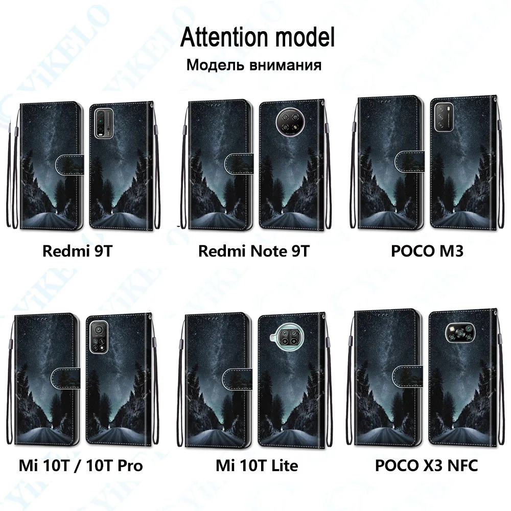 Флип Кожаный Чехол Для Телефона Xiaomi 10T Lite Redmi Note 9T Pro POCO X3 NFC M3 Кошелек Держатель для карт Подставка Обложка-Книжка С Рисунком Кошки Собаки5