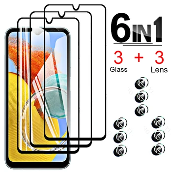Чехол из закаленного стекла 6в1 для Samsung Galaxy M14 M04 M54 A54 A34 A14 A04 A13 M13 A23 A33 A53 A73 M53, Защитная пленка для объектива